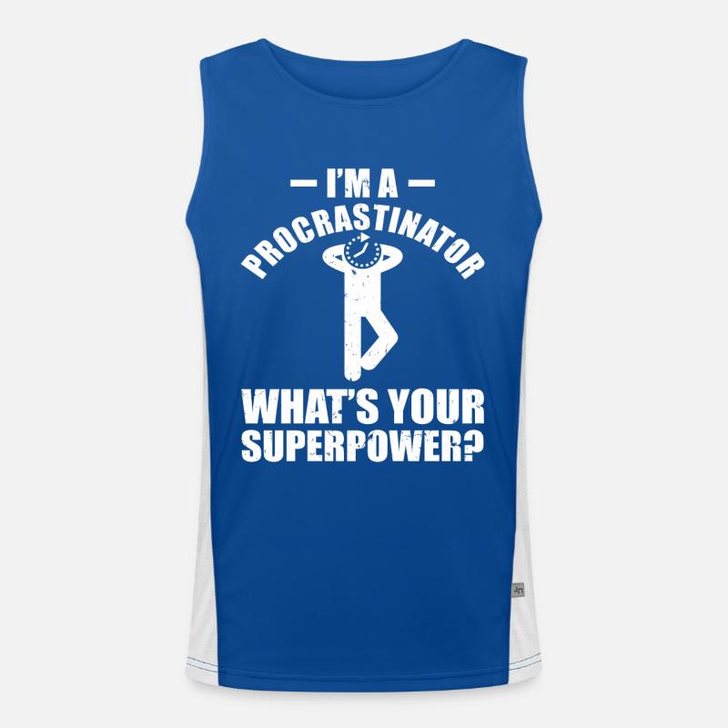 Prokrastination Aufschieben Aufschieber Student Funktionelles Kontrast-Tank Top für Männer 