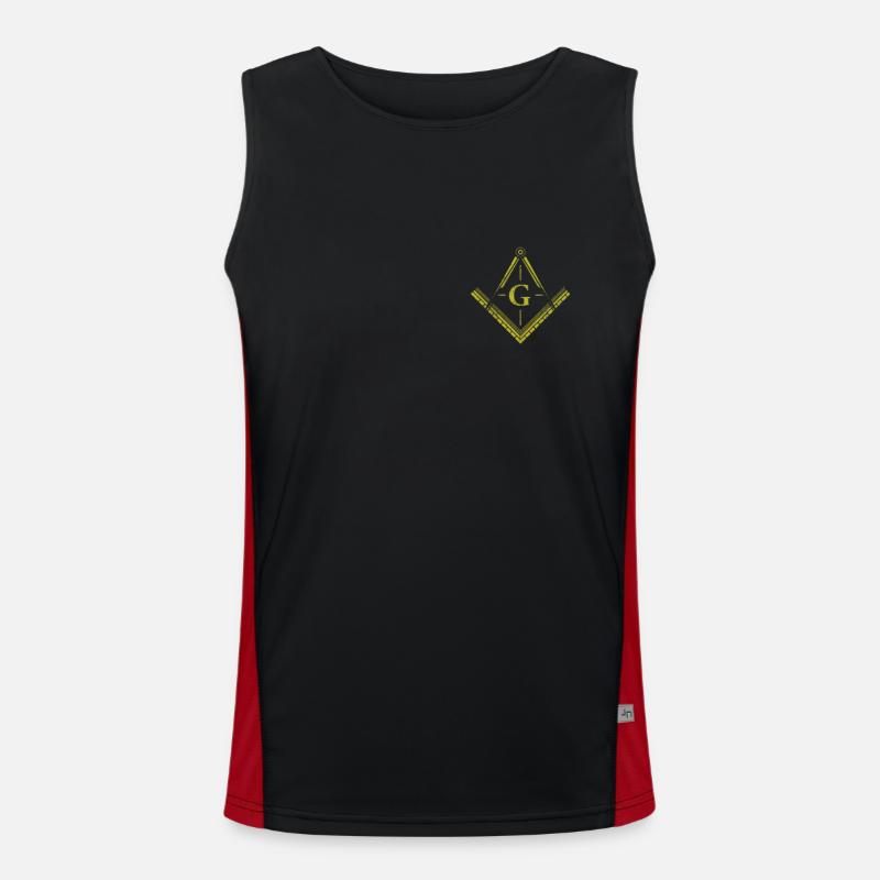 Masonic Masonic Bricklayer Illuminati Symbol Circle Angle Men's Functional Contrast Tank Top 