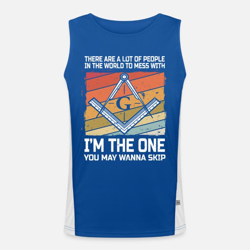 Masonic Masonic Bricklayer Illuminati Symbol Circle Angle Men's Functional Contrast Tank Top 