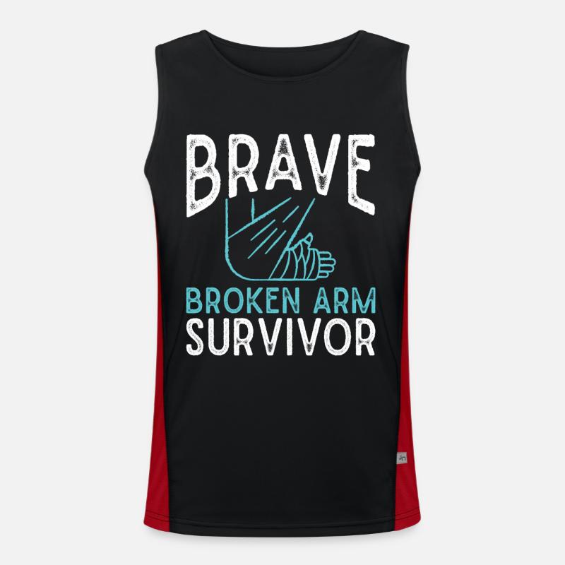 Gebrochener Arm Knochenbruch Arm Verletzung Funktionelles Kontrast-Tank Top für Männer 