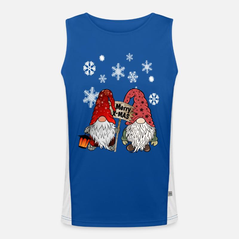 Gnome Christmas Elves with Snowflakes Men's Functional Contrast Tank Top 
