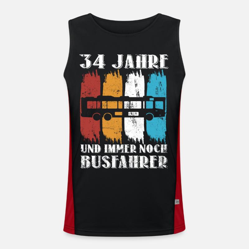 Busfahrer Busfahren Beruf 34 Geburtstag Spruch Funktionelles Kontrast-Tank Top für Männer 