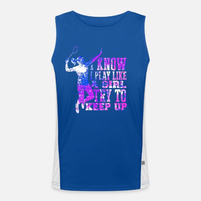 Spielen Sie Liek ein Mädchen Badminton Spike Funktionelles Kontrast-Tank Top für Männer 