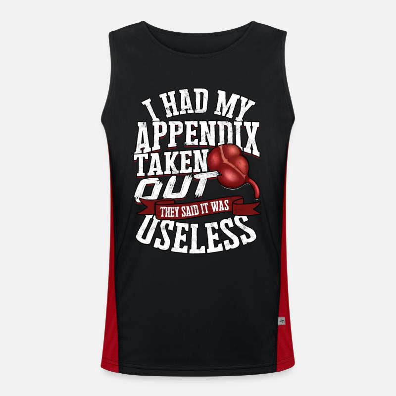 Appendix Operation Appendectomy Removal - Men's Functional Contrast Tank Top  - black/red