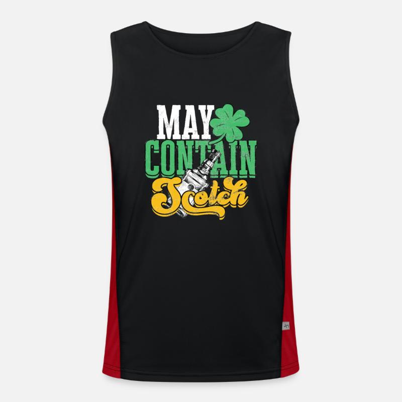 Irish Whisky Scotch Drinker Drinking Alcohol Men's Functional Contrast Tank Top 