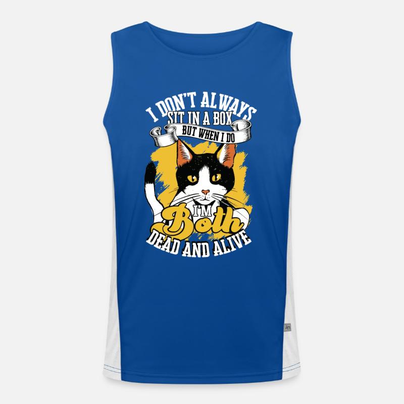 Schrodinger's Cat Box Alive Dead Quantum Physics Men's Functional Contrast Tank Top 