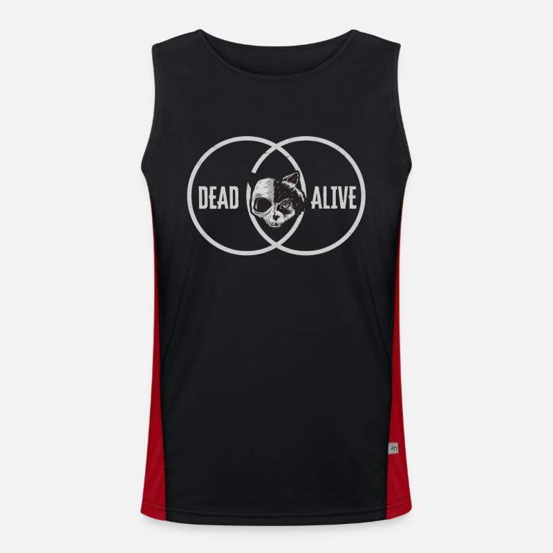 Alive Dead Schrodingers Katzenquantenphysik Funktionelles Kontrast-Tank Top für Männer 
