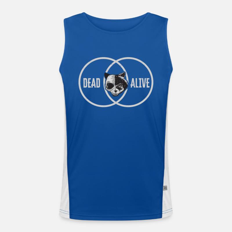Alive Dead Schrodinger's Cat Quantum Physics Men's Functional Contrast Tank Top 