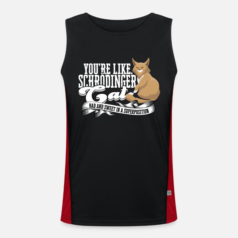 Schrodinger's Katzenüberlagerung Quantenphysik Funktionelles Kontrast-Tank Top für Männer 