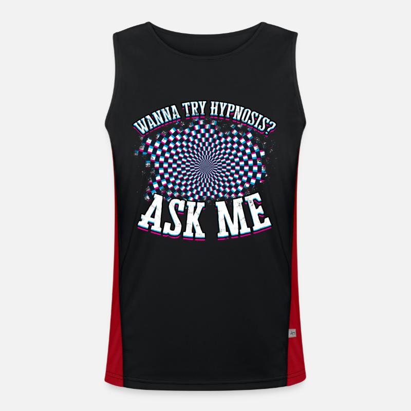 hypnosis hypnotically hypnotize hypnotist gesch - Men's Functional Contrast Tank Top  - black/red