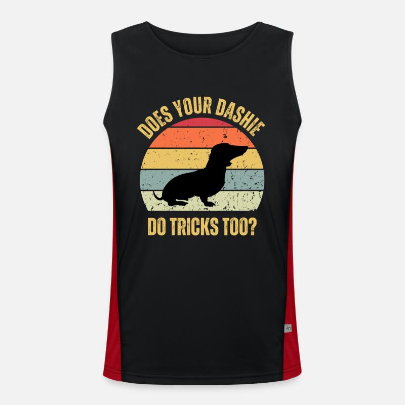 Does Your Dachshund Weiner Do Tricks Too Men's Functional Contrast Tank Top 