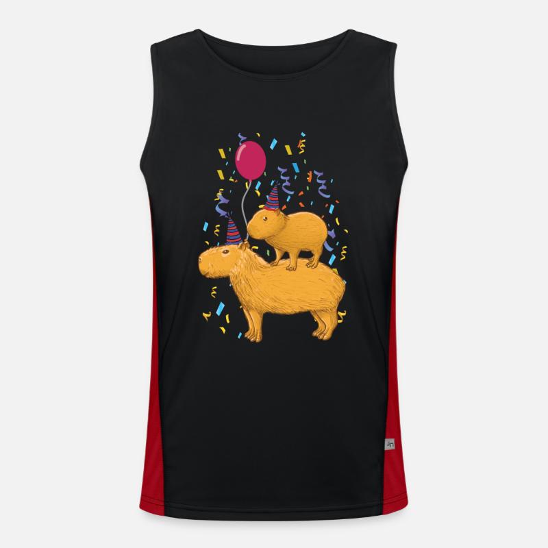 Capybara fødselsdag - Funktionel kontrast tanktop til herrer  - sort/rød