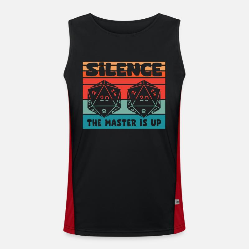 Silence! The Master Is Up D20 Cube - Men's Functional Contrast Tank Top  - black/red