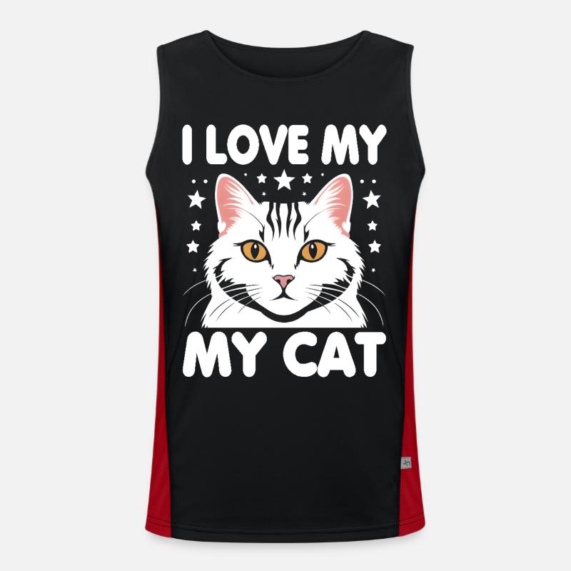 Ich Liebe meine Katze Funktionelles Kontrast-Tank Top für Männer 