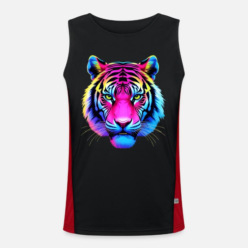 Neon Tiger Funktionelles Kontrast-Tank Top für Männer 