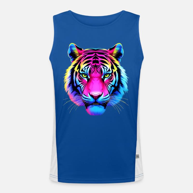 Neon Tiger Funktionelles Kontrast-Tank Top für Männer 