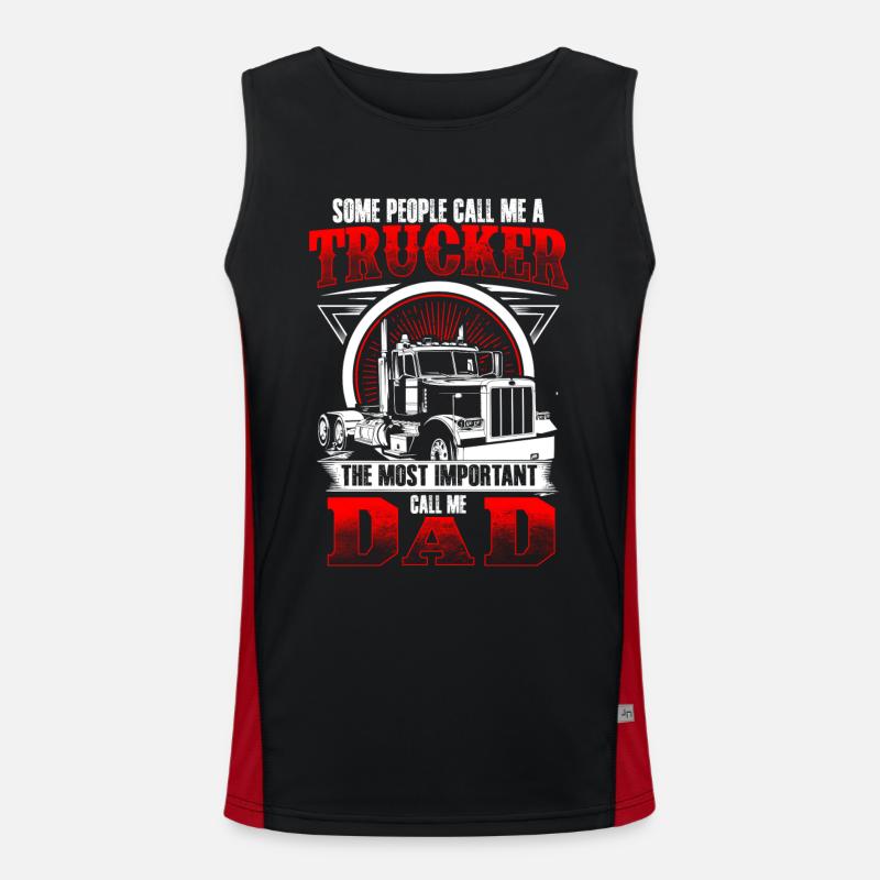 Trucker Dad - EN - Men's Functional Contrast Tank Top  - black/red