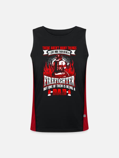 Firefighter Dad - EN - Men's Functional Contrast Tank Top  - black/red