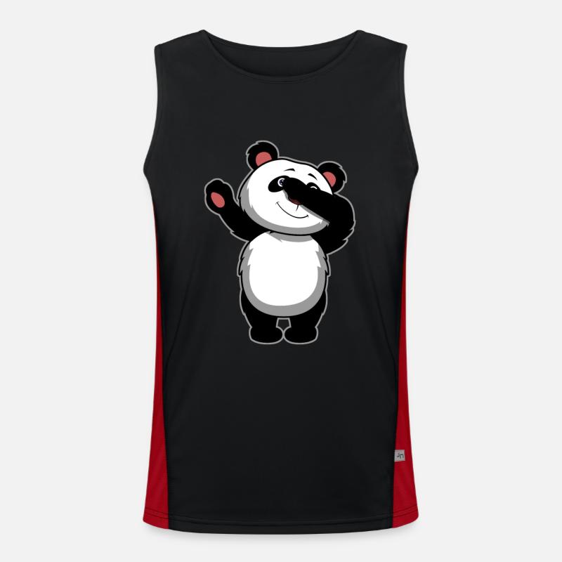 Dabbing Panda Bear - Dab Panda - Men's Functional Contrast Tank Top  - black/red