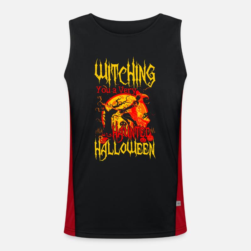 Witching you a hunted Halloween - Men's Functional Contrast Tank Top  - black/red