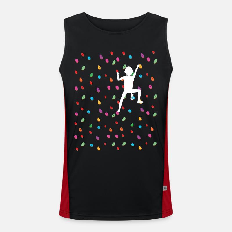 Climbing Bouldering Climbing Wall Boulder Gift Idea - Men's Functional Contrast Tank Top  - black/red