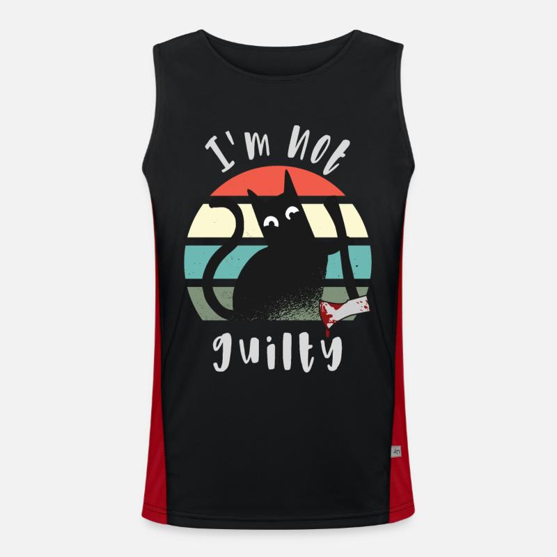 Ich bin unschuldig, Katze mit Axt Funktionelles Kontrast-Tank Top für Männer 