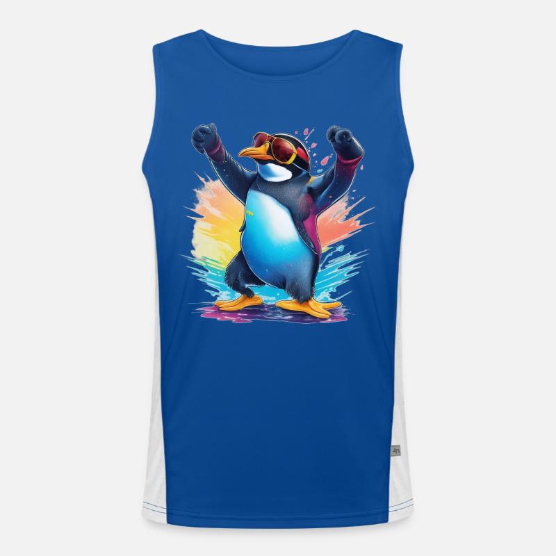 Cooler Pinguin Funktionelles Kontrast-Tank Top für Männer 