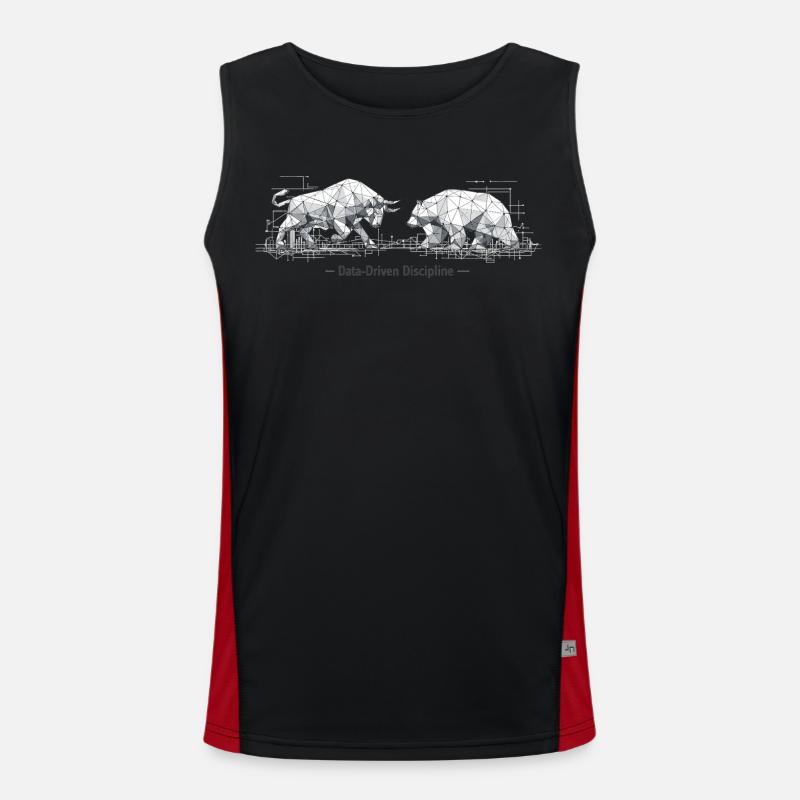 Data-Driven Discipline: Bull & Bear Design - Men's Functional Contrast Tank Top  - black/red