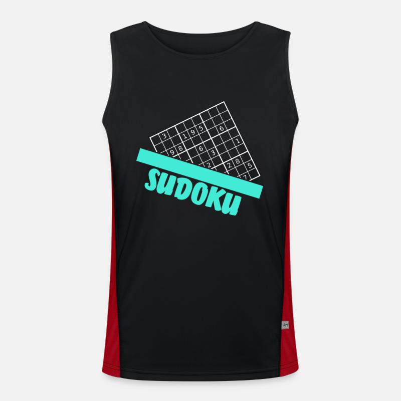Sudoku gift - Men's Functional Contrast Tank Top - black/red