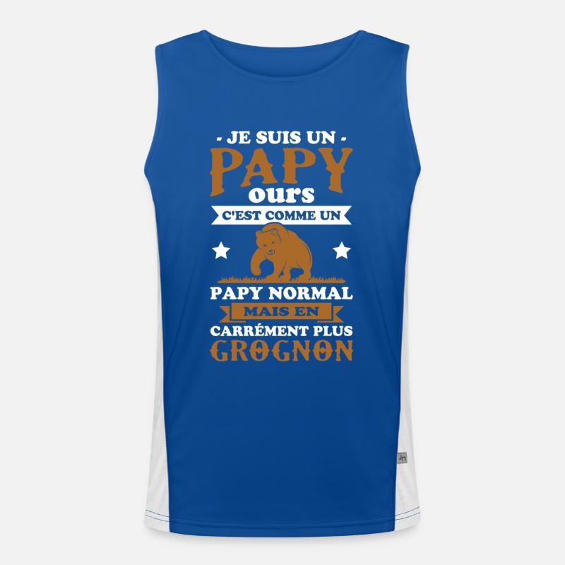 Je suis un papy ours grognon, cadeau humour papy Débardeur respirant contrasté Homme 