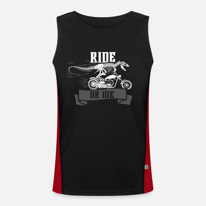 Reiten oder sterben Dinosaurier Funktionelles Kontrast-Tank Top für Männer 