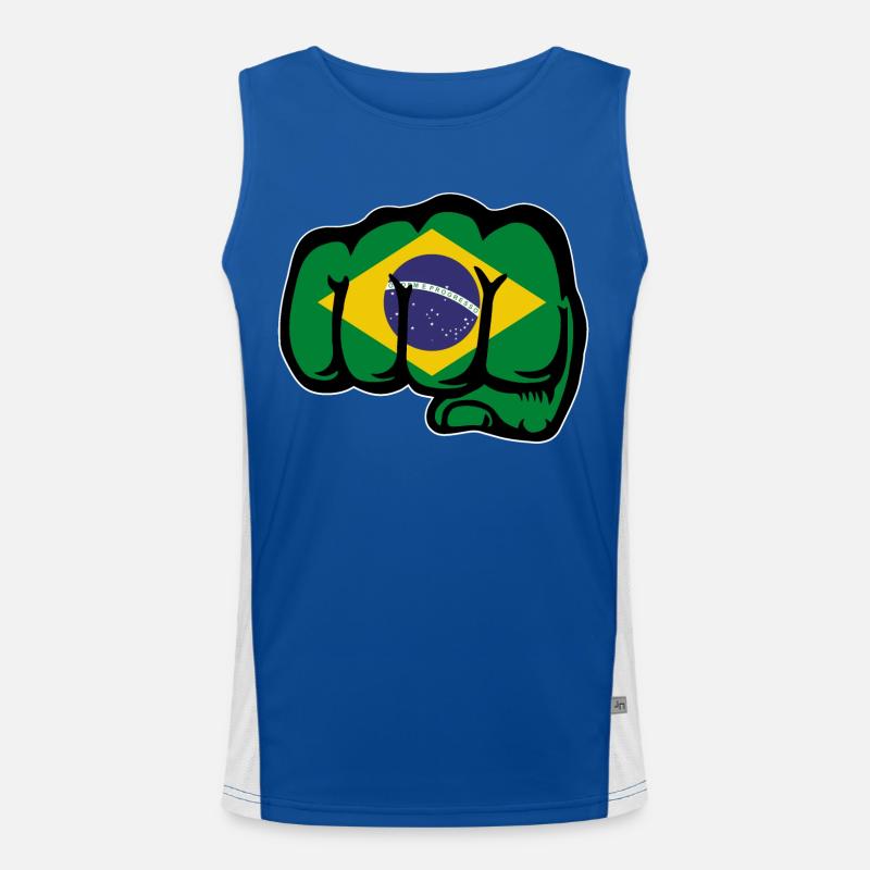Drapeau du Brésil main poing Débardeur respirant contrasté Homme 