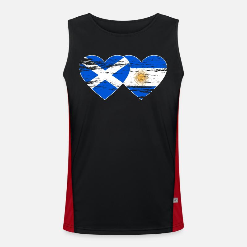 Ecosse Argentine Drapeau Coeur Utilisé Débardeur respirant contrasté Homme 
