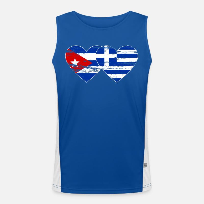 Cuba Grèce Drapeau Coeur Utilisé Débardeur respirant contrasté Homme 