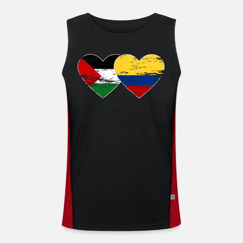 Coeur de drapeau de la Palestine Colombie utilisé Débardeur respirant contrasté Homme 