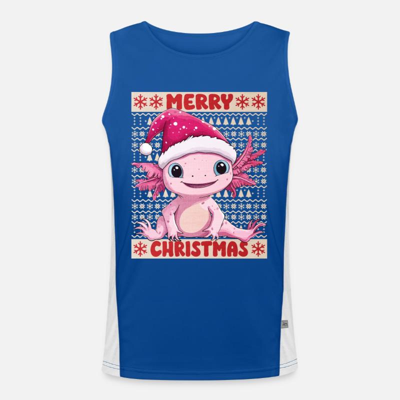 Axolotl Noël laid Noël mignon Débardeur respirant contrasté Homme 