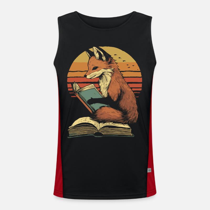 Fox reads books Men's Functional Contrast Tank Top 