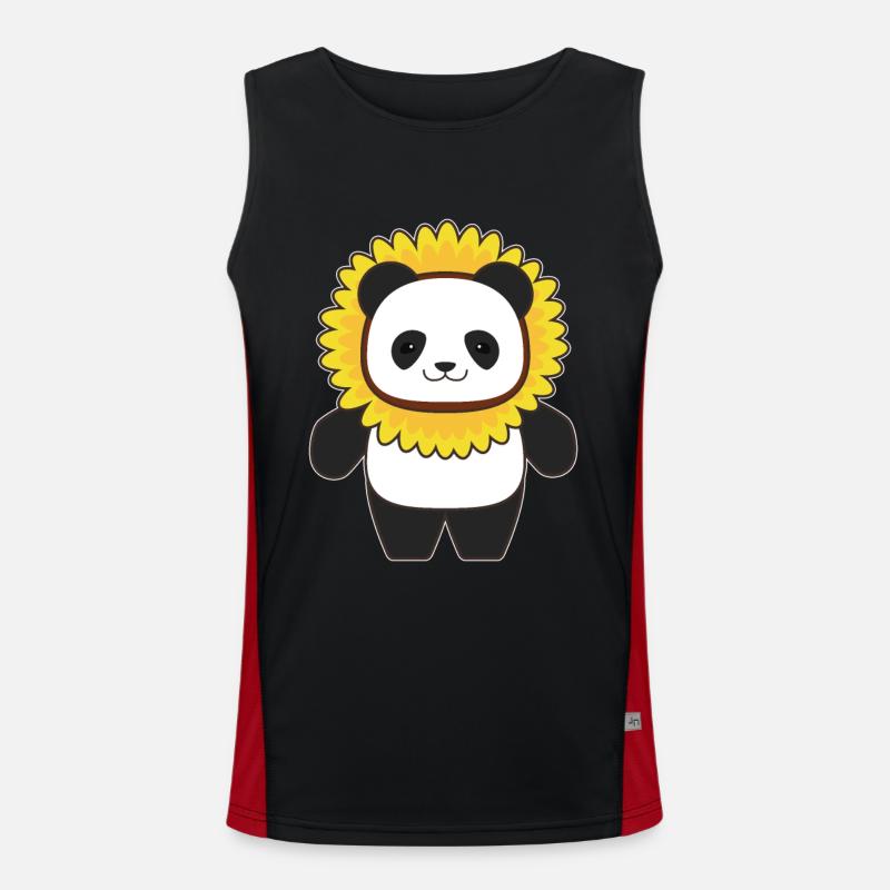 Panda mit Sonnenblume Funktionelles Kontrast-Tank Top für Männer 
