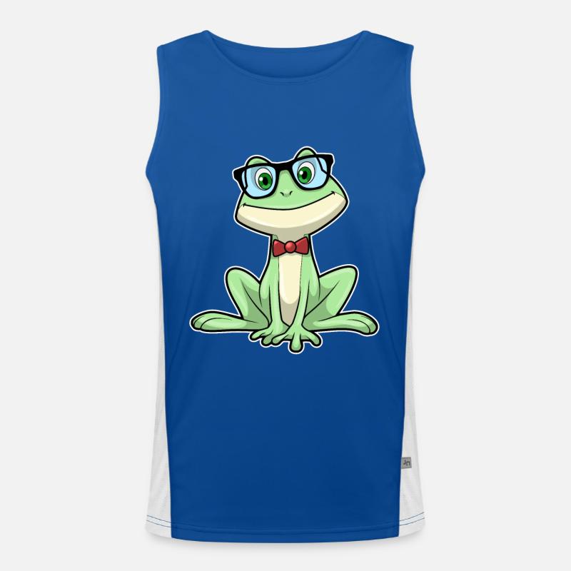 Frog Nerd Student Glasses Slips Men's Functional Contrast Tank Top 