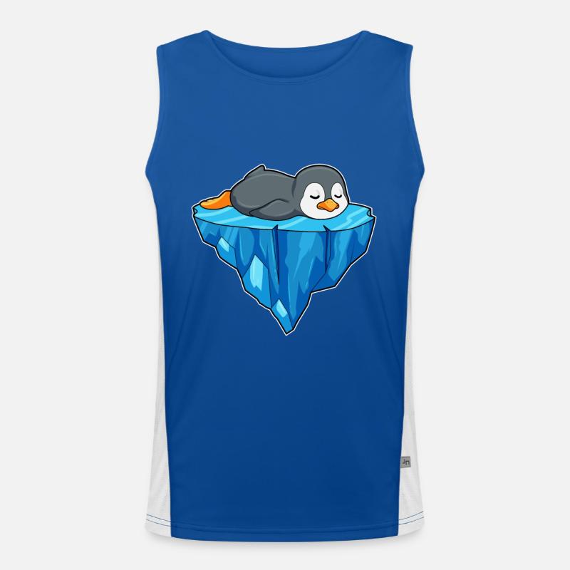 Pinguin auf Eisscholle Funktionelles Kontrast-Tank Top für Männer 