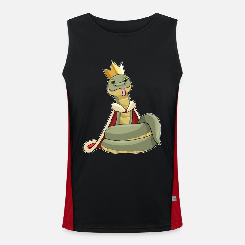 Schlange als König mit Krone Funktionelles Kontrast-Tank Top für Männer 