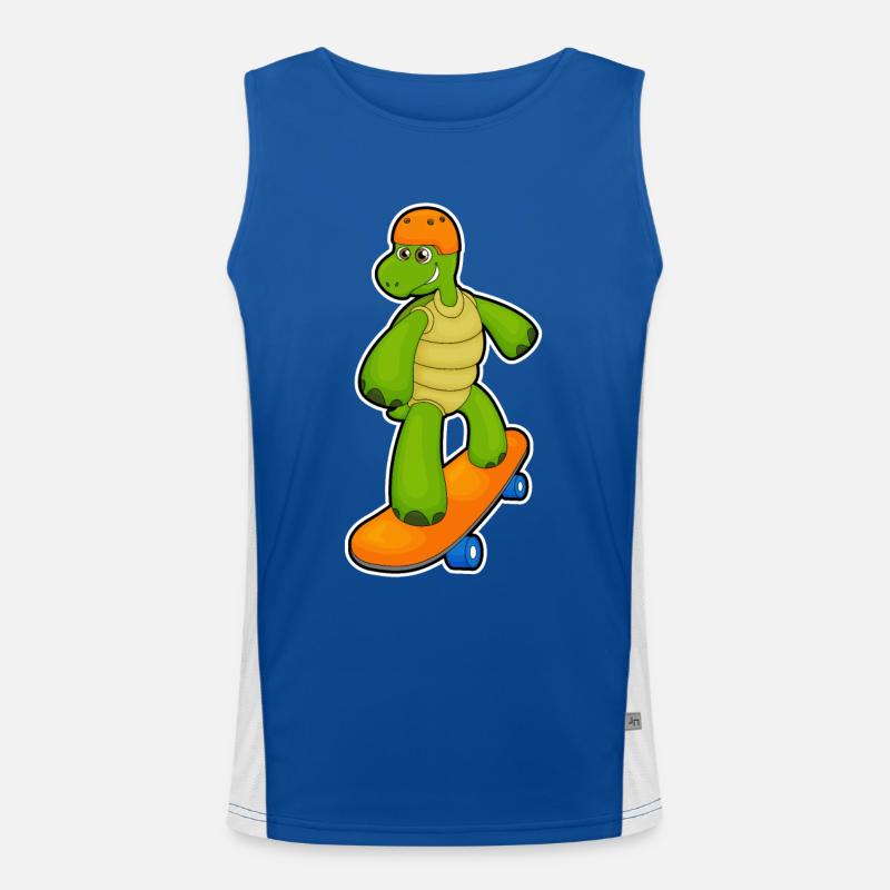 Turtle as a skateboarder with skateboard & helmet Men's Functional Contrast Tank Top 