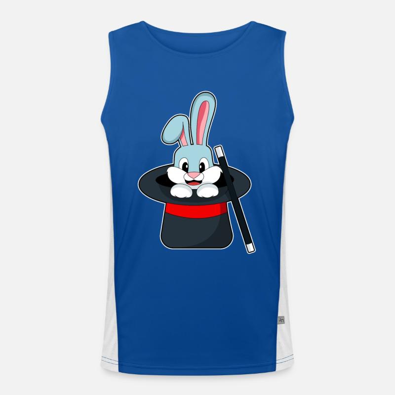 Rabbit in magic with magic wand & hat Men's Functional Contrast Tank Top 
