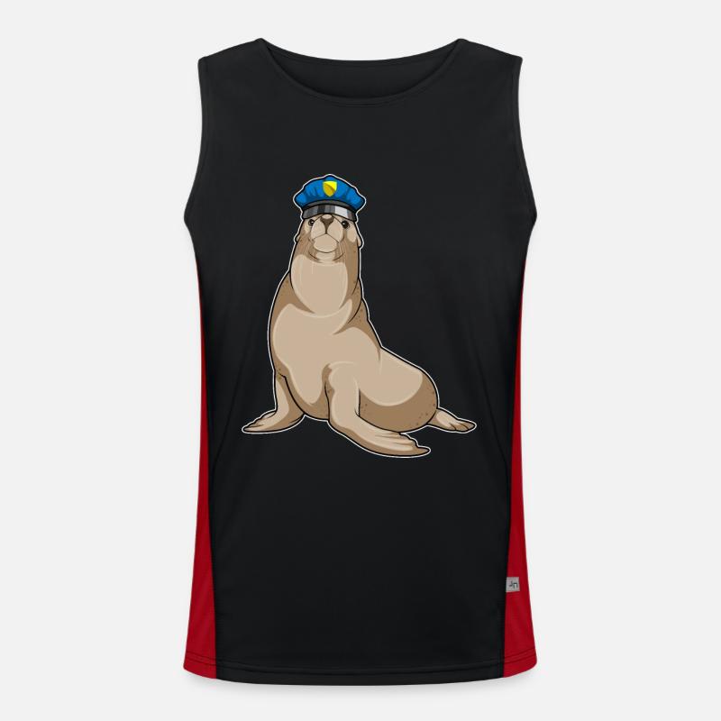Seal as a policeman - Men's Functional Contrast Tank Top  - black/red