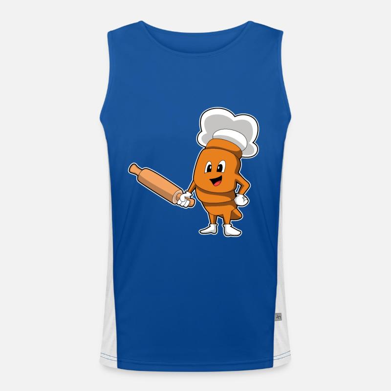 Brot als Koch mit Nudelholz Funktionelles Kontrast-Tank Top für Männer 