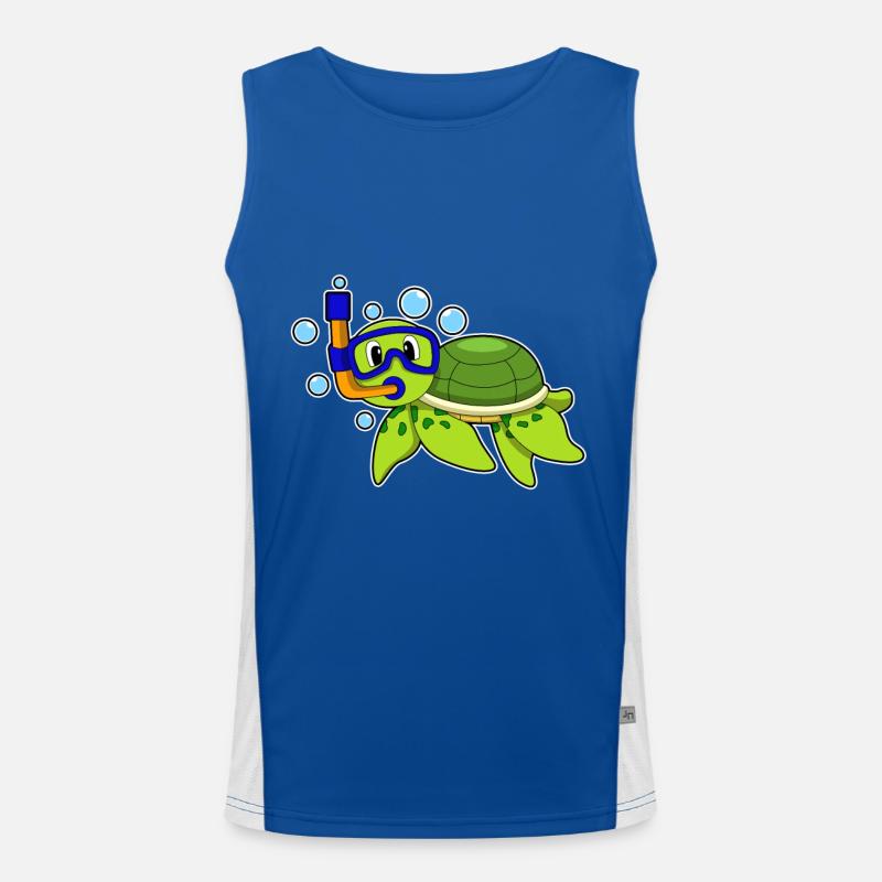 Turtle diving with snorkel Men's Functional Contrast Tank Top 