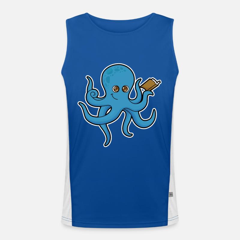 Krake mit Buch Funktionelles Kontrast-Tank Top für Männer 