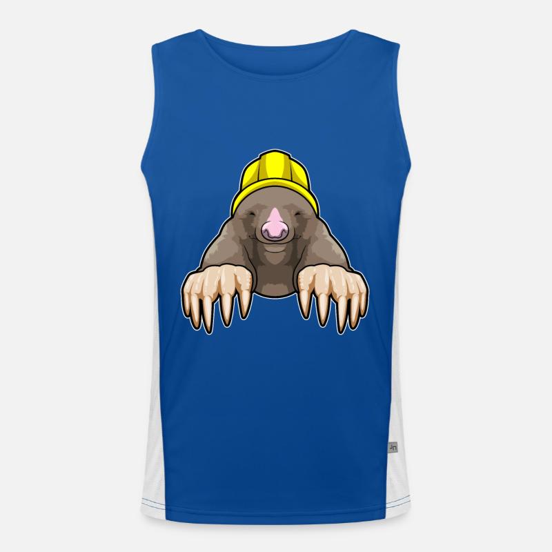 Maulwurf als Bergmann mit Helm Funktionelles Kontrast-Tank Top für Männer 