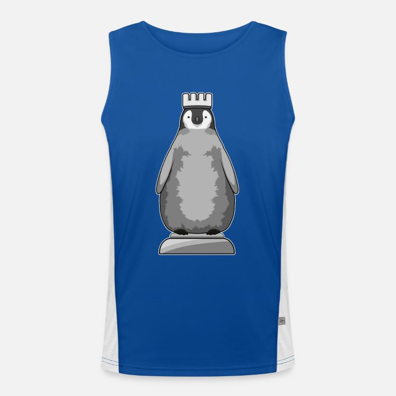 Penguin as chess piece king Men's Functional Contrast Tank Top 
