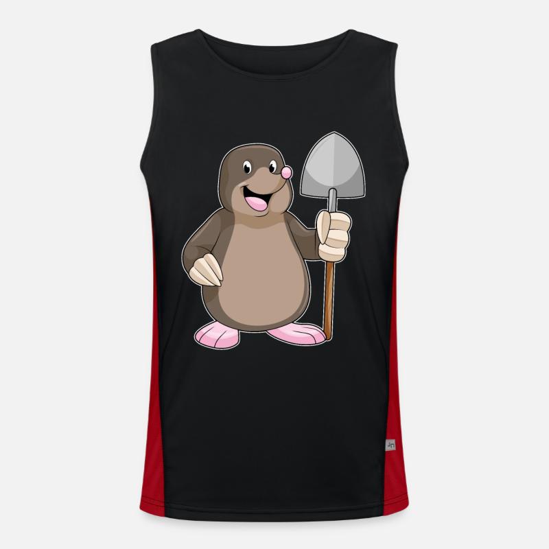 Mole with shovel - Men's Functional Contrast Tank Top - black/red